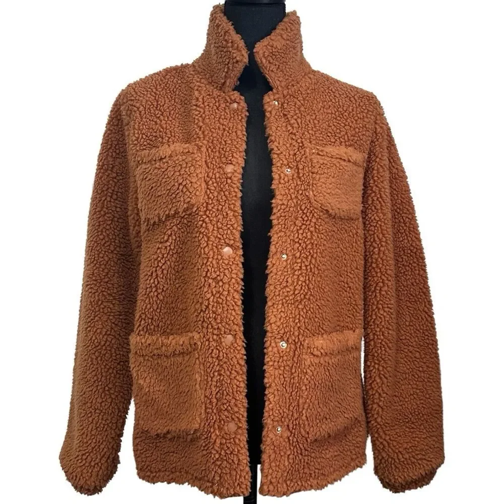 J. Crew Crewcuts Girls' Brown shirt-jacket in sherpa, SZ XL (12-14)‎